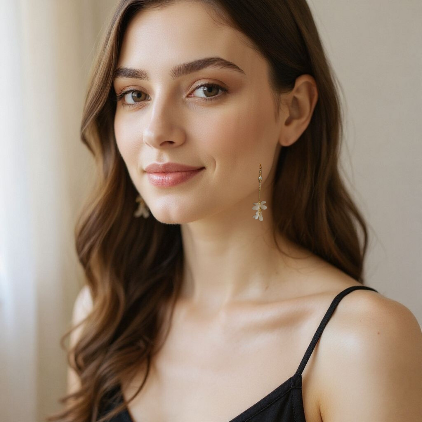 White Flower Dangle Earrings