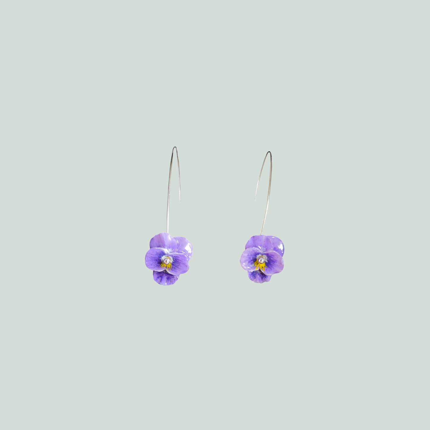 Purple Pansy Drop Earrings